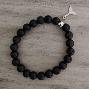 Black lava stone bracelet with fishtail